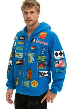 Hoodies | Hoodies | Aviator Nation VINTAGE PATCH ZIP HOODIE RELAXED - OCEAN