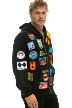 Hoodies | Hoodies | Aviator Nation VINTAGE PATCH ZIP HOODIE RELAXED - BLACK