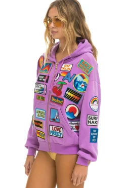Hoodies | Hoodies | Aviator Nation VINTAGE PATCH ZIP HOODIE RELAXED - NEON PURPLE NEONPURPLE