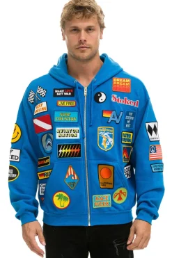 Hoodies | Hoodies | Aviator Nation VINTAGE PATCH ZIP HOODIE RELAXED - OCEAN