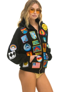 Hoodies | Hoodies | Aviator Nation VINTAGE PATCH ZIP HOODIE RELAXED - BLACK