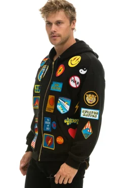 Hoodies | Hoodies | Aviator Nation VINTAGE PATCH ZIP HOODIE RELAXED - BLACK