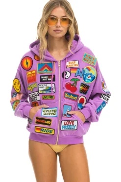 Hoodies | Hoodies | Aviator Nation VINTAGE PATCH ZIP HOODIE RELAXED - NEON PURPLE NEONPURPLE