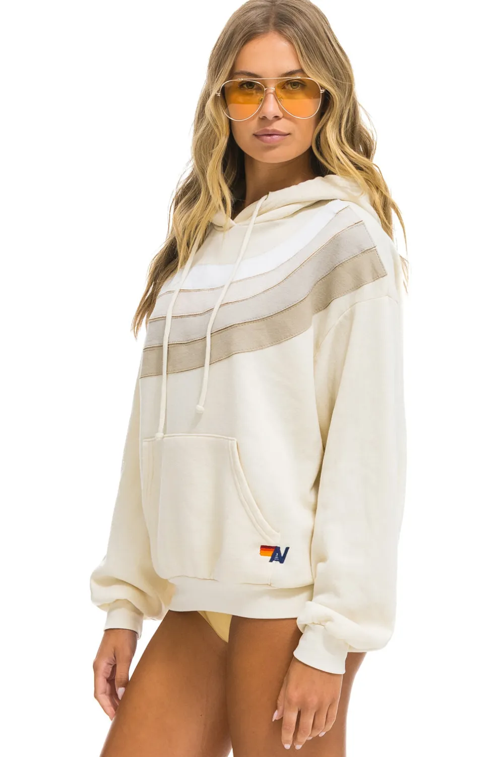 Hoodies | Hoodies | Aviator Nation WAVE STRIPE 4 PULLOVER HOODIE RELAXED - VINTAGE WHITE // VINTAGE WHITE VINTAGEWHITE//VINTAGEWHITE