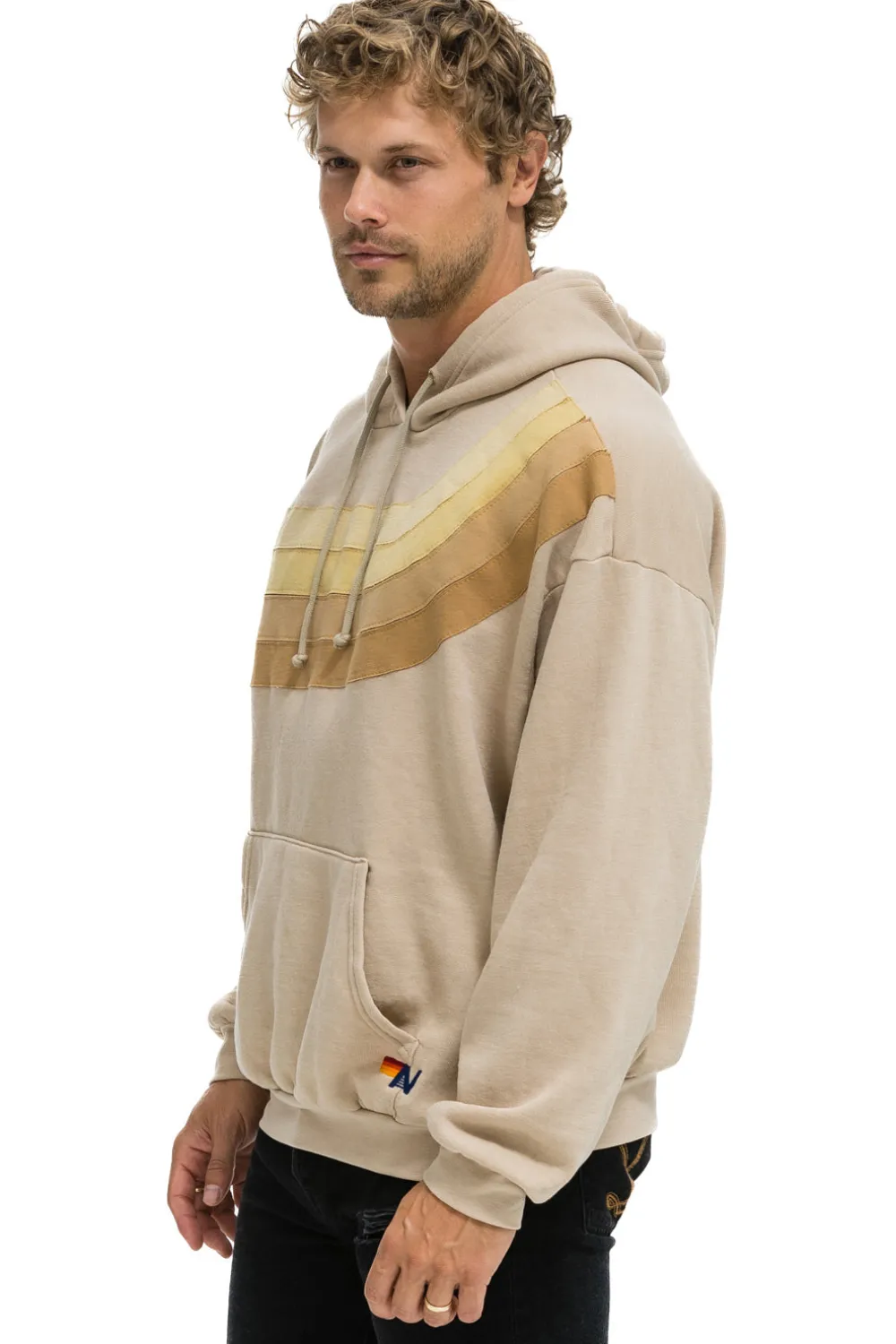 Hoodies | Hoodies | Aviator Nation WAVE STRIPE 4 PULLOVER HOODIE RELAXED - SAND // SAND SAND//SAND