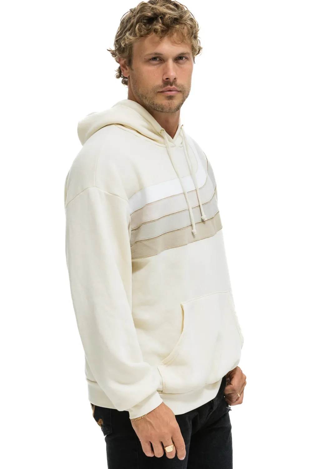 Hoodies | Hoodies | Aviator Nation WAVE STRIPE 4 PULLOVER HOODIE RELAXED - VINTAGE WHITE // VINTAGE WHITE VINTAGEWHITE//VINTAGEWHITE