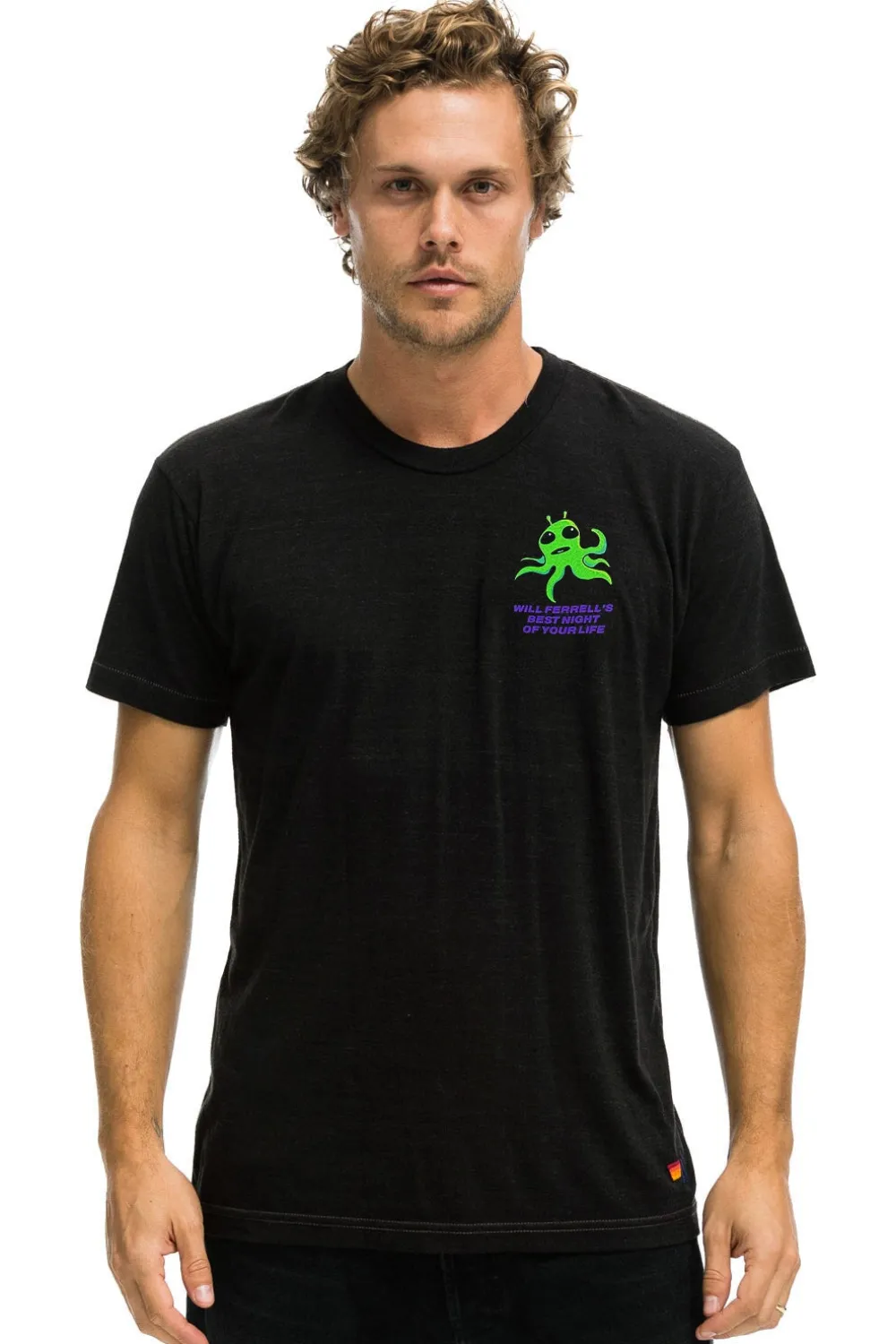Tees | Collab Merchandise | Aviator Nation WILL FERRELL 2023 CREW TEE - BLACK