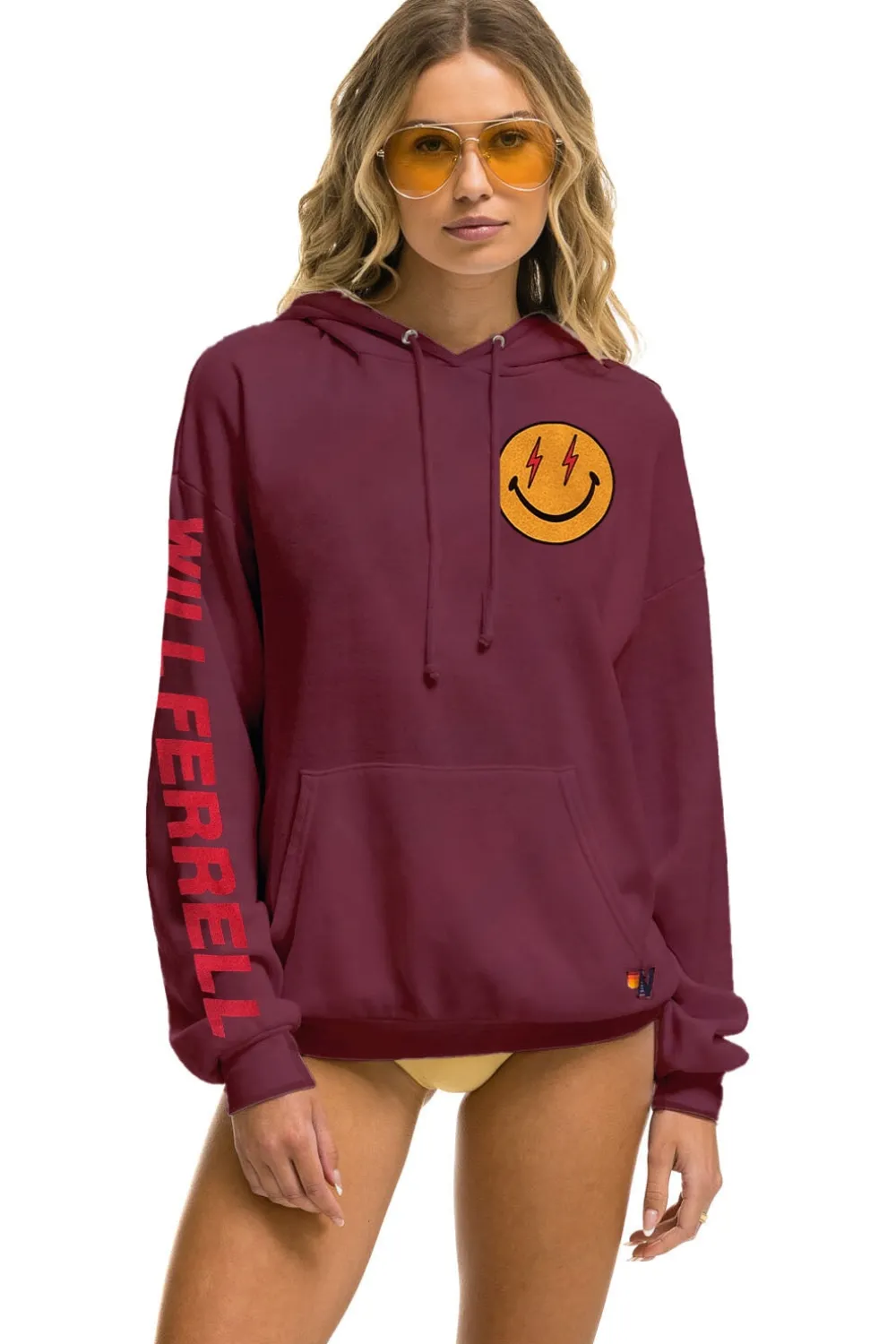 Hoodies | Collab Merchandise | Aviator Nation WILL FERRELL 2023 RELAXED PULLOVER HOODIE - PLUM