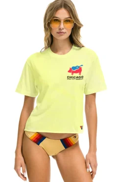 Collab Merchandise | Collab Merchandise | Aviator Nation WINDY CITY SMOKEOUT 2024 BOYFRIEND TEE SHIRT - NEON YELLOW NEONYELLOW