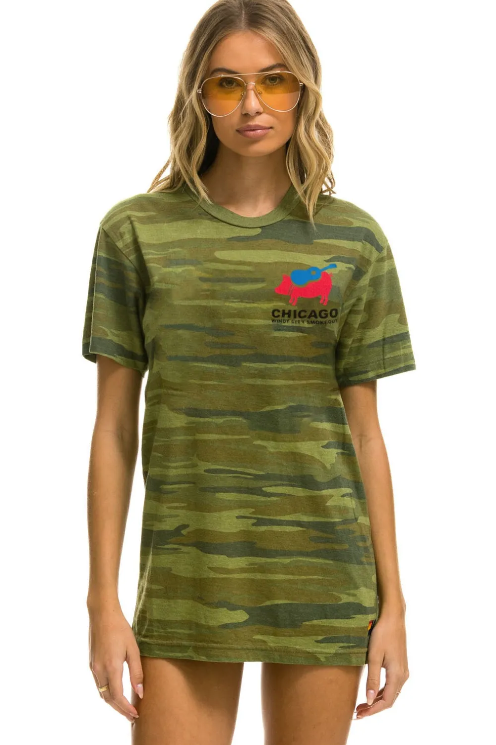 Tees | Collab Merchandise | Aviator Nation WINDY CITY SMOKEOUT 2024 CREW TEE SHIRT - CAMO