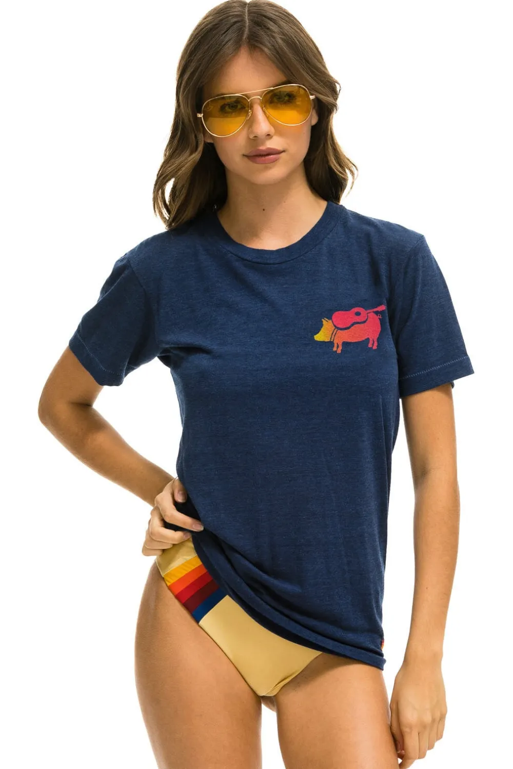Tees | Collab Merchandise | Aviator Nation WINDY CITY SMOKEOUT 2024 CREW TEE SHIRT - NAVY