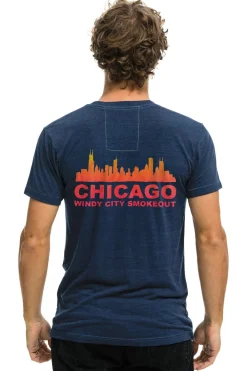 Tees | Collab Merchandise | Aviator Nation WINDY CITY SMOKEOUT 2024 CREW TEE SHIRT - NAVY