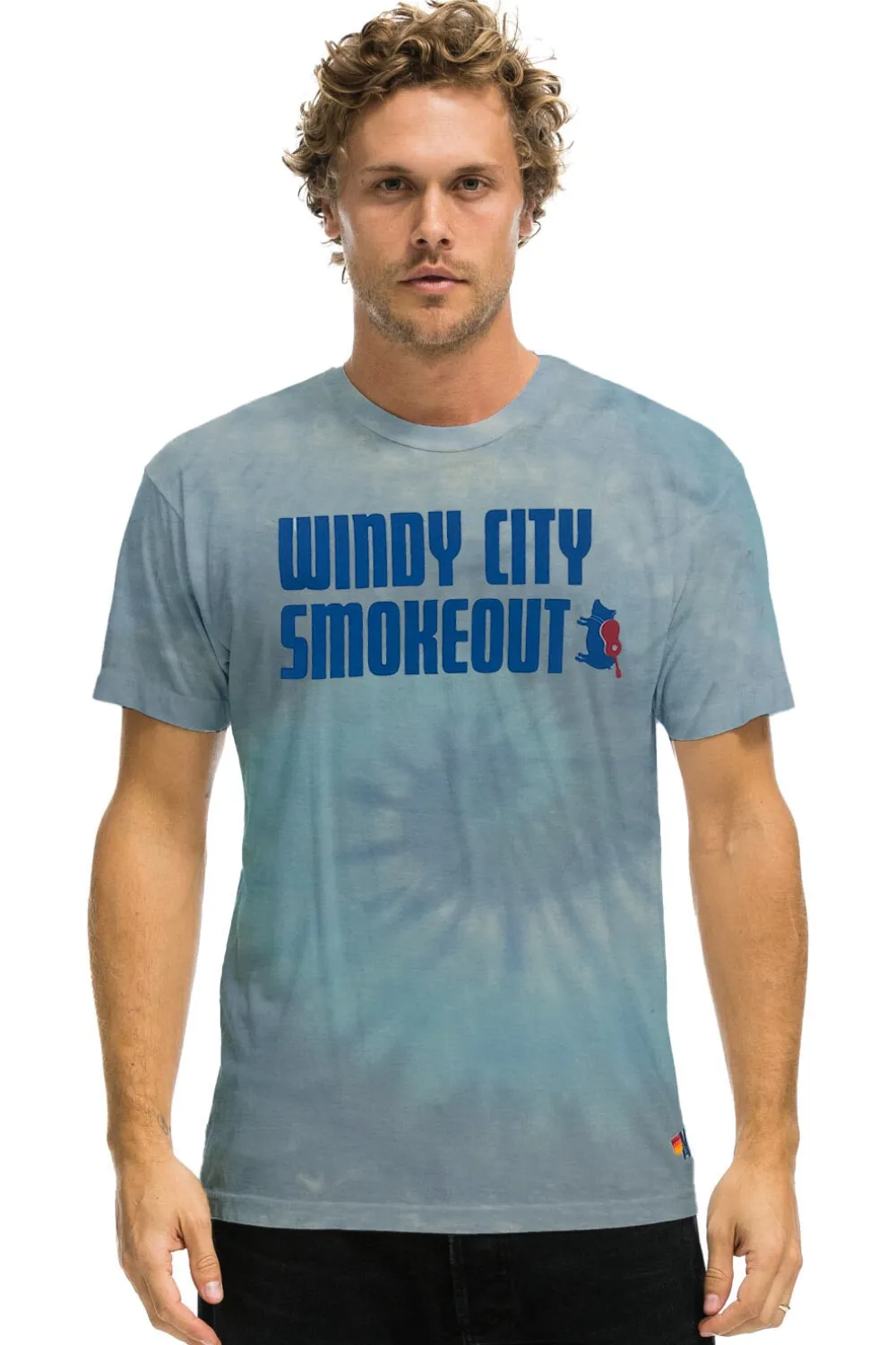 Tees | Collab Merchandise | Aviator Nation WINDY CITY SMOKEOUT 2023 TEE - TIE DYE HEATHER BLUE TIEDYEHEATHERBLUE