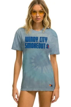 Tees | Collab Merchandise | Aviator Nation WINDY CITY SMOKEOUT 2023 TEE - TIE DYE HEATHER BLUE TIEDYEHEATHERBLUE