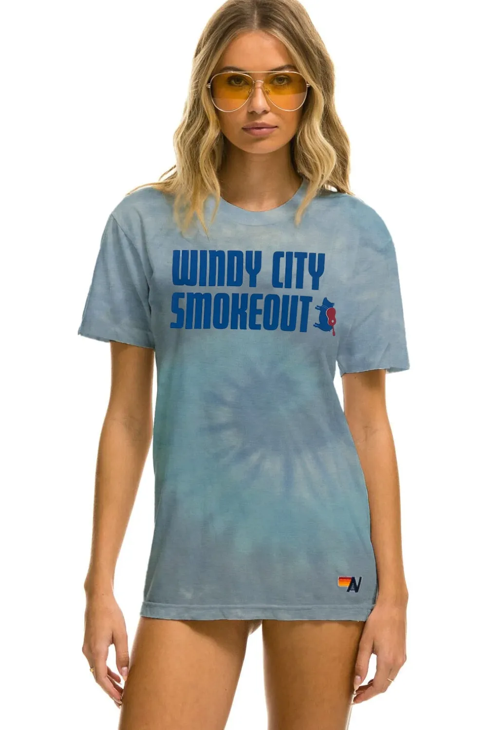 Tees | Collab Merchandise | Aviator Nation WINDY CITY SMOKEOUT 2023 TEE - TIE DYE HEATHER BLUE TIEDYEHEATHERBLUE