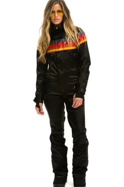 Powder Suits | Aviator Nation WOMEN'S 5 STRIPE SATIN POWDER SUIT - BLACK