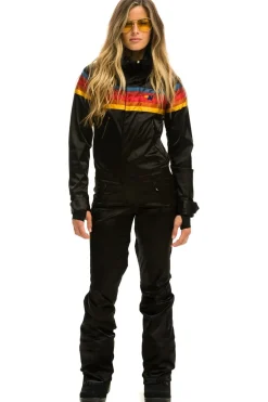 Powder Suits | Aviator Nation WOMEN'S 5 STRIPE SATIN POWDER SUIT - BLACK