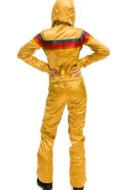 Powder Suits | Aviator Nation WOMEN'S 5 STRIPE SATIN POWDER SUIT - CHAMPAGNE