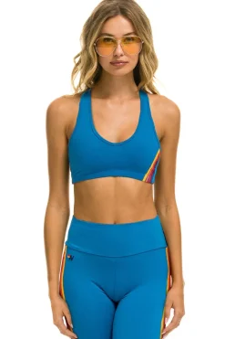 Activewear | Activewear | Aviator Nation WOMEN'S 5 STRIPE V-CUT SPORTS BRA - CARRIBEAN