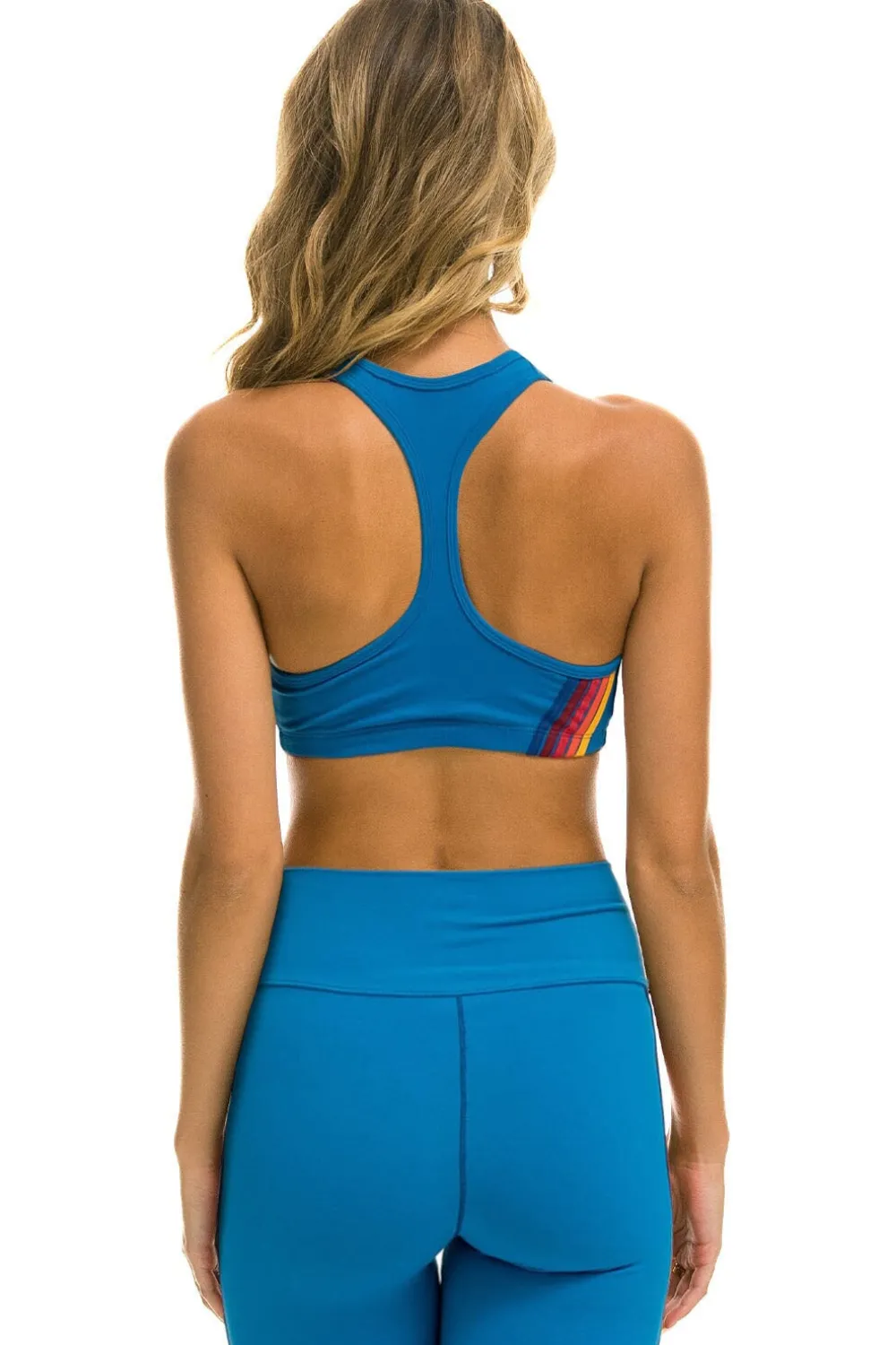 Activewear | Activewear | Aviator Nation WOMEN'S 5 STRIPE V-CUT SPORTS BRA - CARRIBEAN