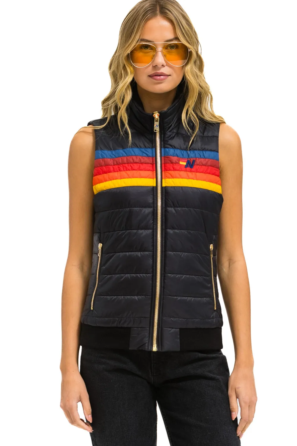 Vests | Aviator Nation WOMEN'S 5 STRIPE VEST - BLACK