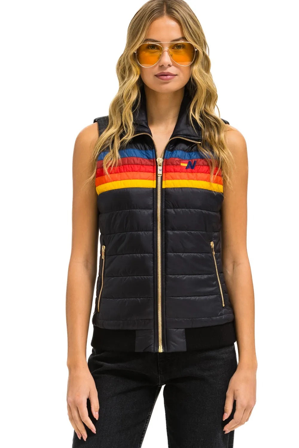 Vests | Aviator Nation WOMEN'S 5 STRIPE VEST - BLACK