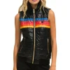 Vests | Aviator Nation WOMEN'S 5 STRIPE VEST - GLOSSY BLACK GLOSSYBLACK