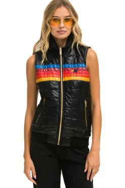 Vests | Aviator Nation WOMEN'S 5 STRIPE VEST - GLOSSY BLACK GLOSSYBLACK