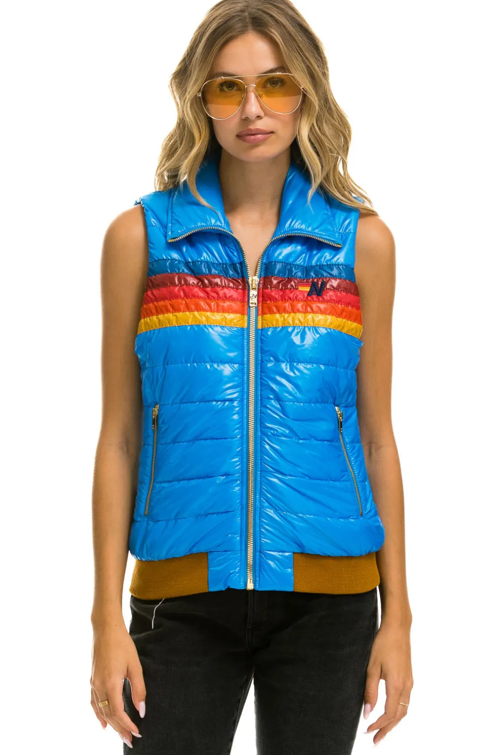Vests | Aviator Nation WOMEN'S 5 STRIPE VEST - GLOSSY BLUE CINA GLOSSYBLUECINA