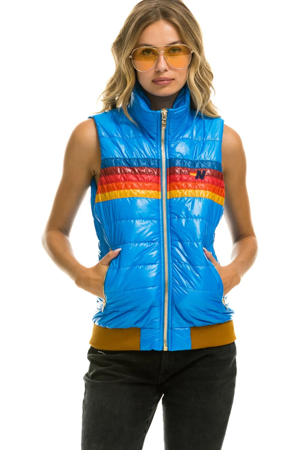 Vests | Aviator Nation WOMEN'S 5 STRIPE VEST - GLOSSY BLUE CINA GLOSSYBLUECINA