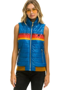 Vests | Aviator Nation WOMEN'S 5 STRIPE VEST - GLOSSY SNORKEL BLUE GLOSSYSNORKELBLUE