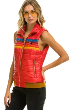 Vests | Aviator Nation WOMEN'S 5 STRIPE VEST - GLOSSY CHERRY GLOSSYCHERRY
