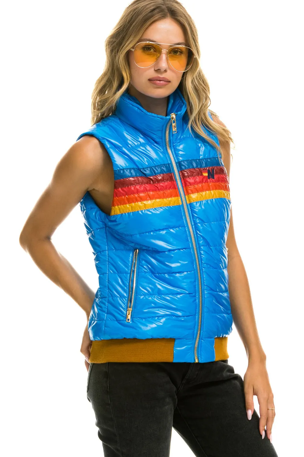 Vests | Aviator Nation WOMEN'S 5 STRIPE VEST - GLOSSY BLUE CINA GLOSSYBLUECINA