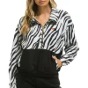 Sweatshirts | Aviator Nation FLEECE UNISEX HALF ZIP COLOR BLOCK JACKET - ZEBRA