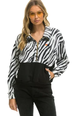 Sweatshirts | Aviator Nation FLEECE UNISEX HALF ZIP COLOR BLOCK JACKET - ZEBRA