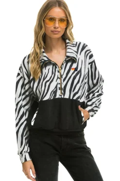 Sweatshirts | Aviator Nation FLEECE UNISEX HALF ZIP COLOR BLOCK JACKET - ZEBRA