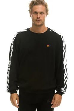 Sweatshirts | Sweatshirts | Aviator Nation ZEBRA STRIPE RELAXED FIT CREW SWEATSHIRT - BLACK // ZEBRA BLACK//ZEBRA