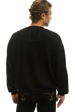Sweatshirts | Sweatshirts | Aviator Nation ZEBRA STRIPE RELAXED FIT CREW SWEATSHIRT - BLACK // ZEBRA BLACK//ZEBRA